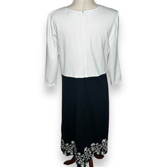 J. Jill x Christian Sirano Dress Petite Size XLP Embroidered Floral colorblock - Picture 2 of 6